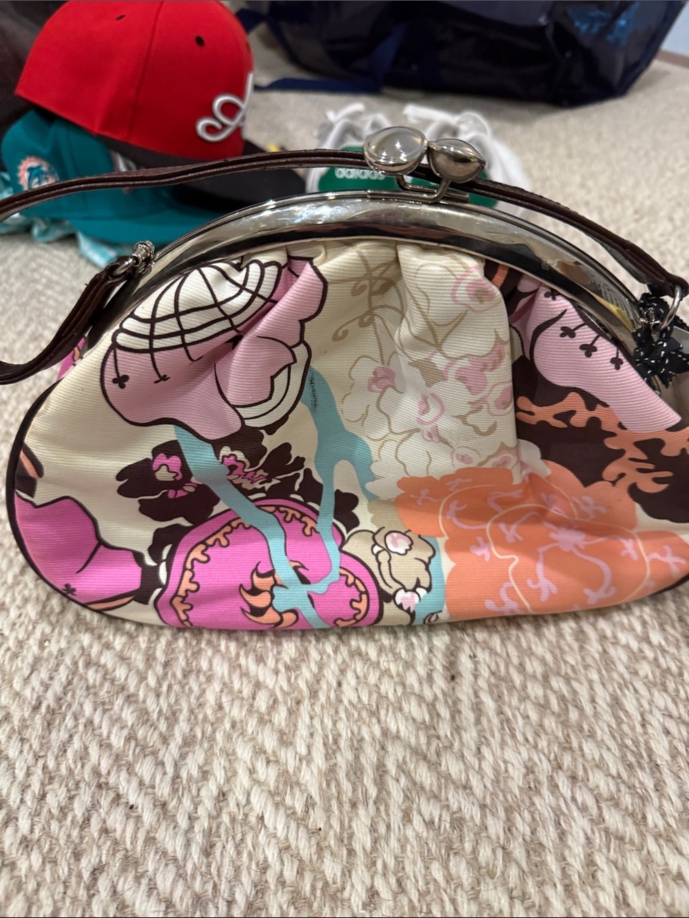 Floral Multicolor Kiss-Lock Shoulder Bag
